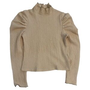 Free People Cream Turtleneck Pullover Knit Top Size S